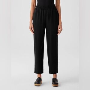 Eileen Fisher Black Elastic Waist Straight-Leg Pants